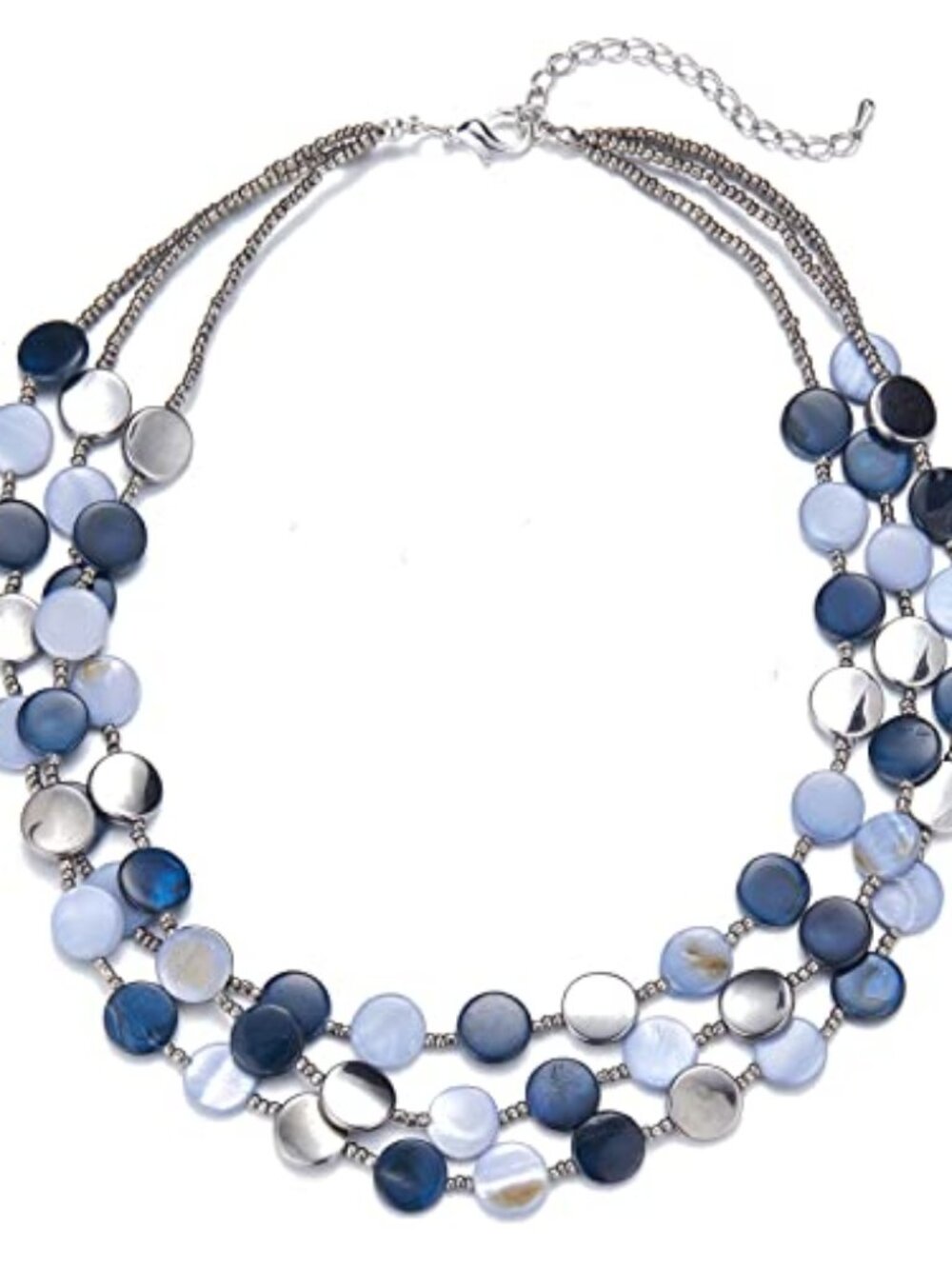 New‎ - Layered Beaded Chunky Necklace for Women Boho Two-color Shell Statement
